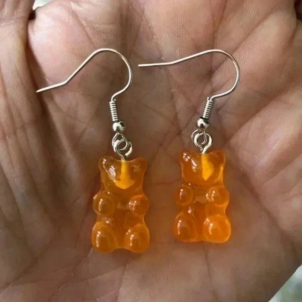 Orange Gummy Bear Resin Earrings NWT
